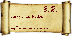 Burdács Rados névjegykártya